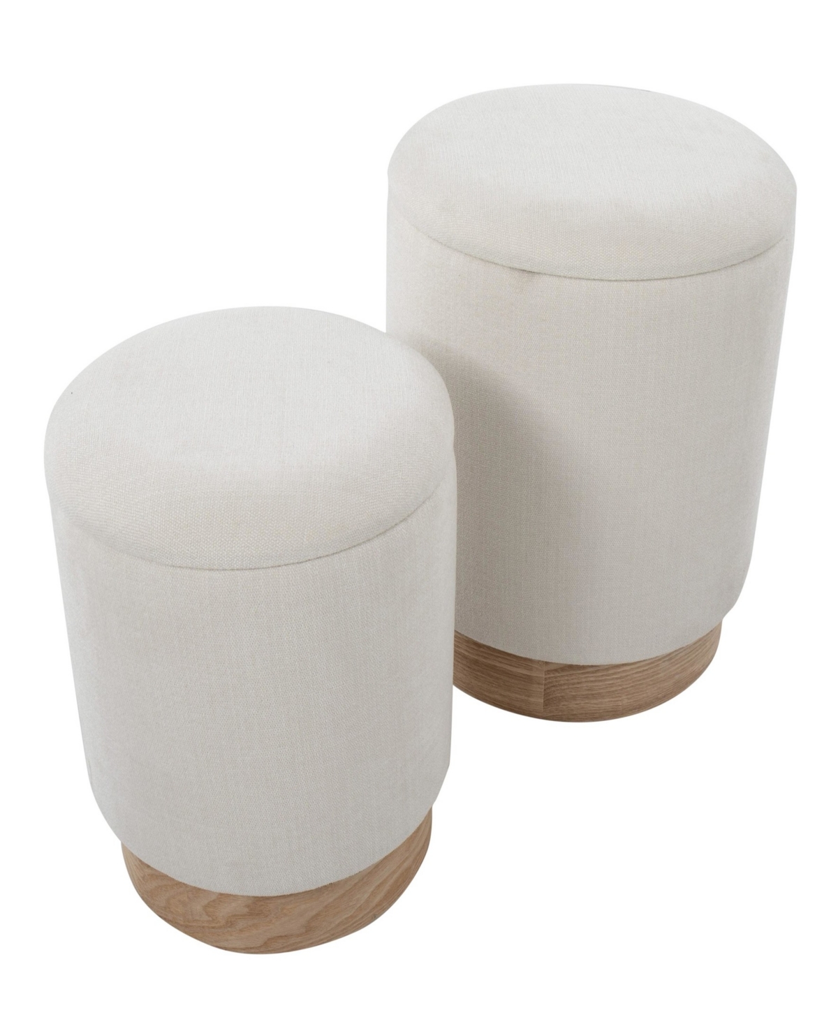Marla Contemporary Nesting Ottoman Set in Wood and Fabric by Lumisource - Cream Fabric