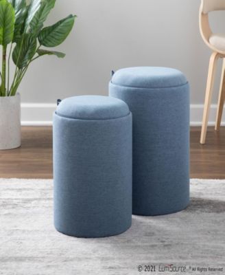 Tray Contemporary Nesting Ottoman Set in Fabric and Wood by Lumisource