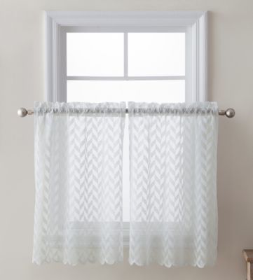 Herringbone Lace Sheer Kitchen Cafe Curtain Tiers For Small Windows Bathroom