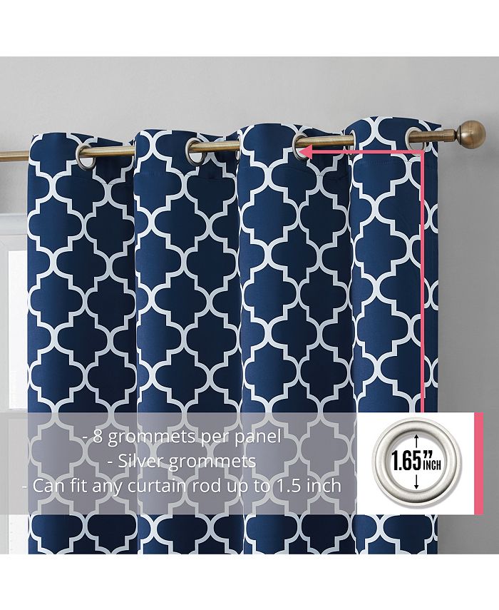 HLC.me Lattice Print Drape Blackout Curtains Pattern Weather