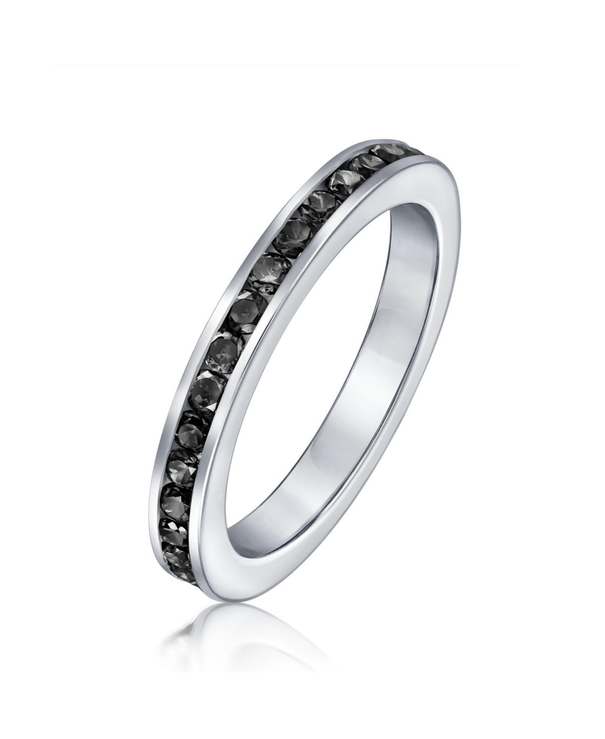 Bling Jewelry Cubic Zirconia Thin Stackable Cz Channel Set Eternity Band Ring Sterling Silver 3MM