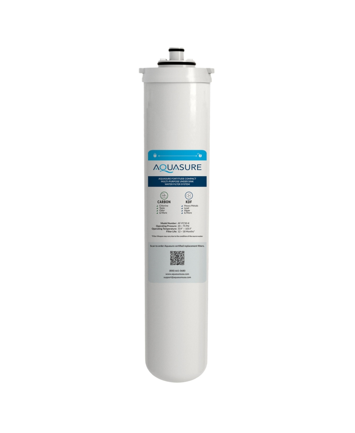 Fortitude Compact Multi-Purpose Under Sink Water Filter System Replacement Filter - White