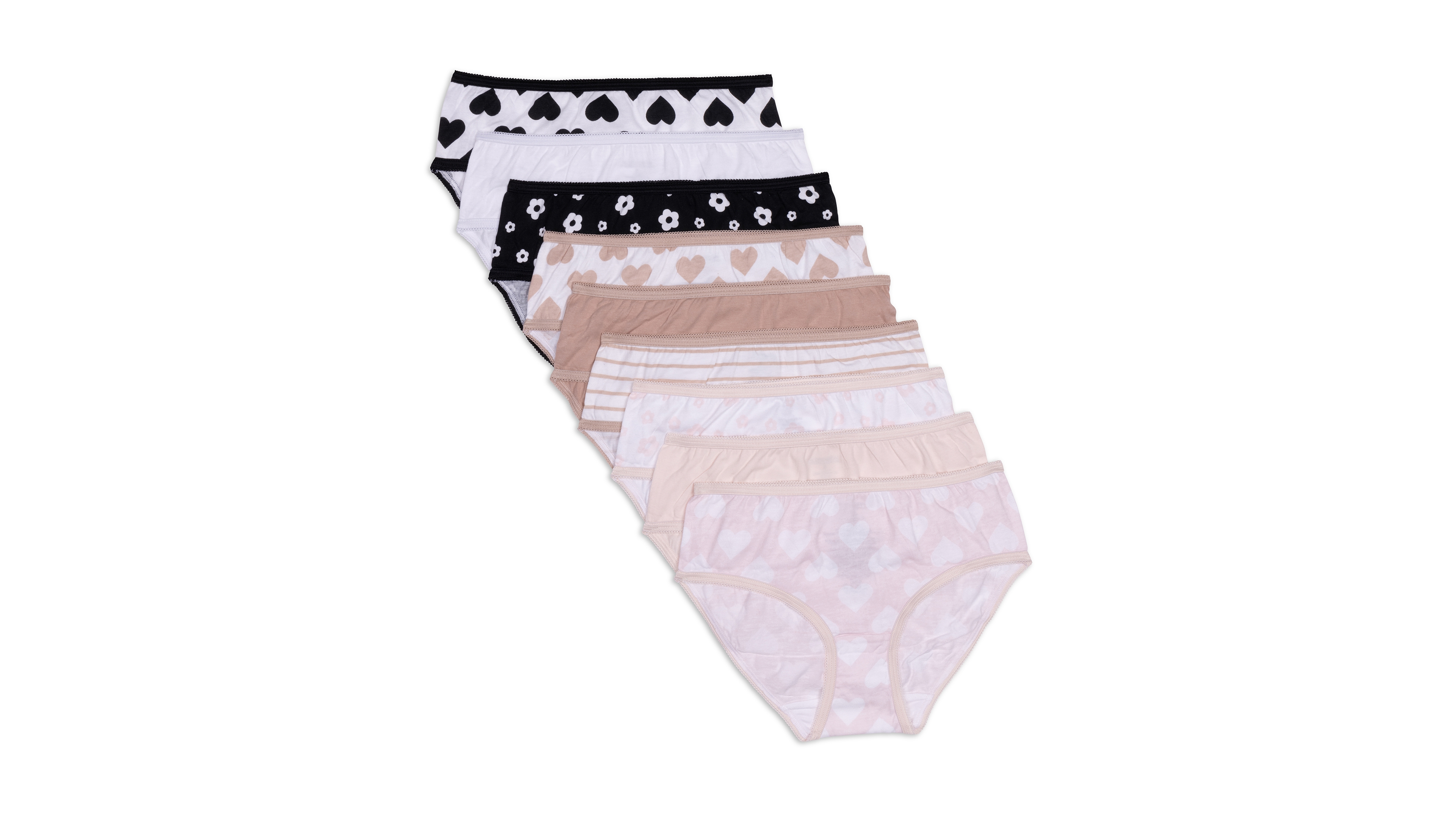 Maidenform Little & Big Girls Graphic Basics Brief Underwear, Pack of 9