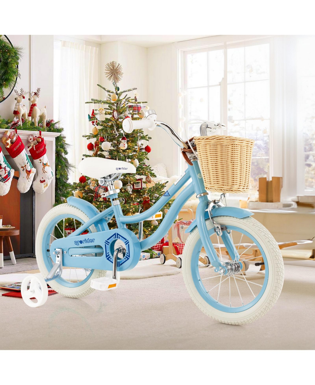 14" Kid's Bike with Training Wheels Adjustable Handlebar Seat Handbrake