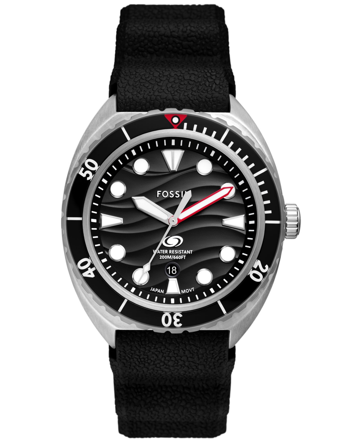 Men's Breaker Three-Hand Date Black Silicone Watch 42mm - Black