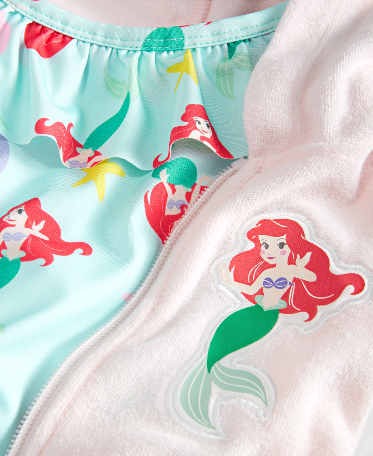 Shop Disney Baby The Little Mermaid 2-pc. Printed One-piece Swimsuit & Hooded Swim Cover-up Set In Pink