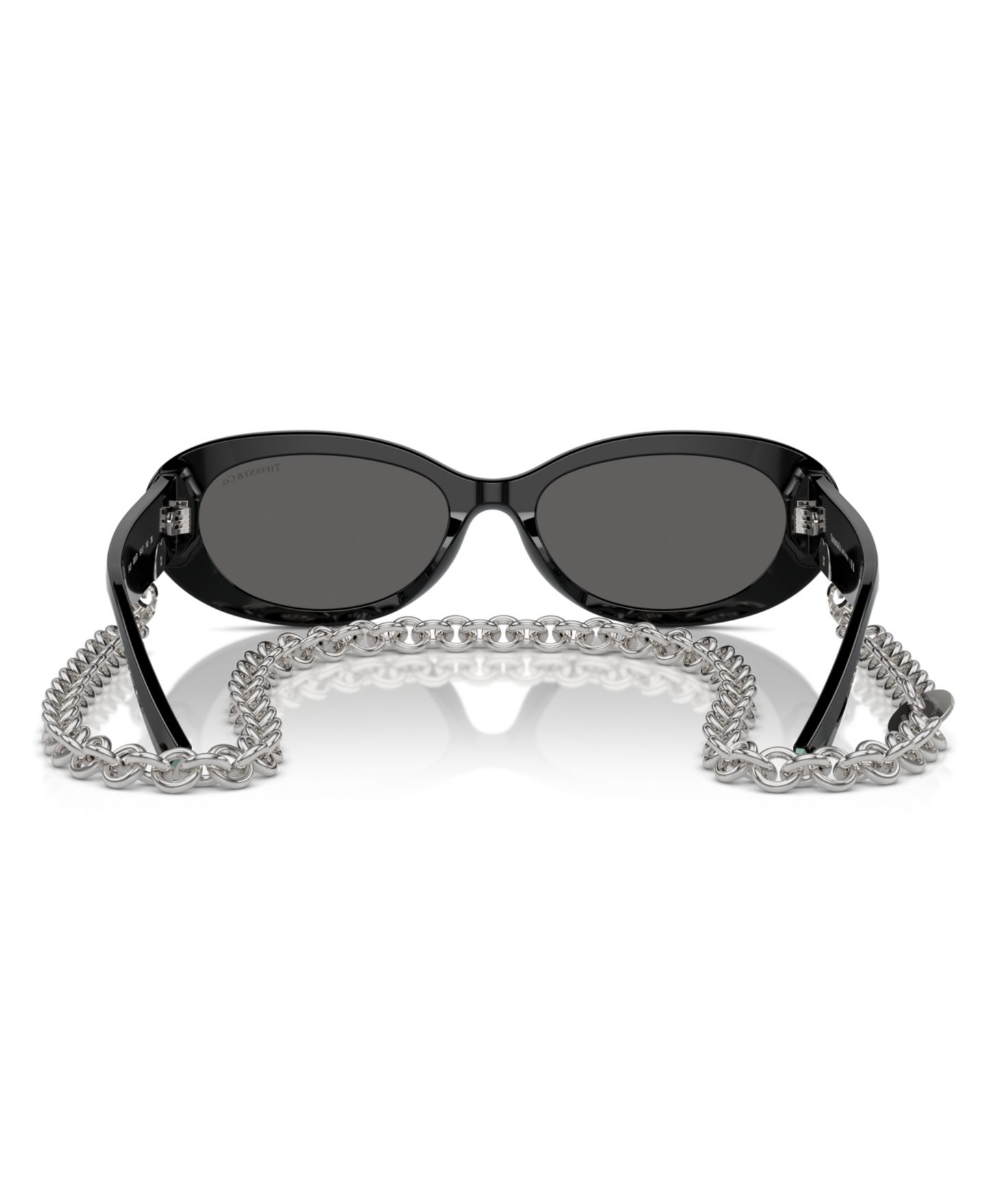 Женские солнцезащитные очки Tiffany & Co. Oval Sunglasses w/Chain, Tf4221, цвет: Чёрный — фото 3