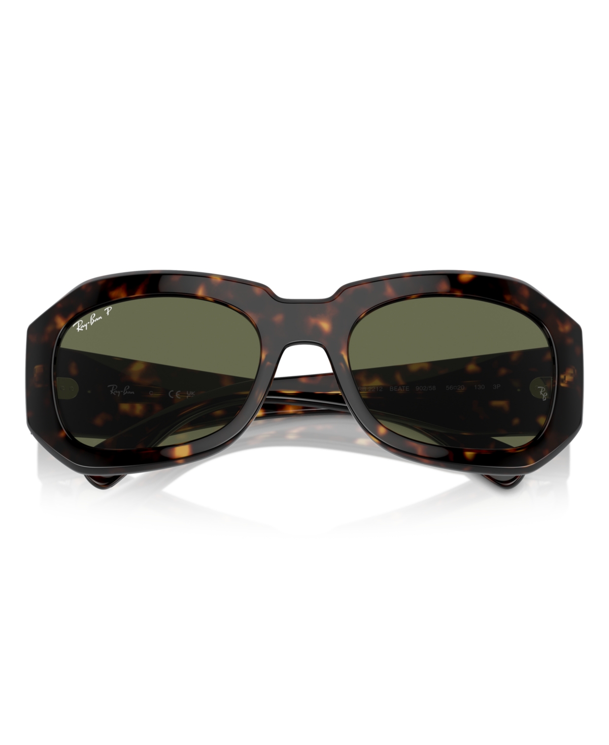 Ray Ban Beate Sunglasses Havana Frame Green Lenses Polarized 56-20 In Havana