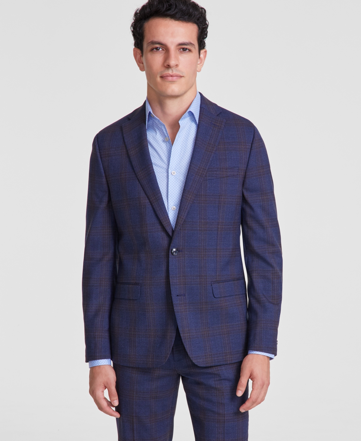 Bar Iii Men s Slim Fit Suit Jackets Created for Macy s Navy Plaid Smart Closet