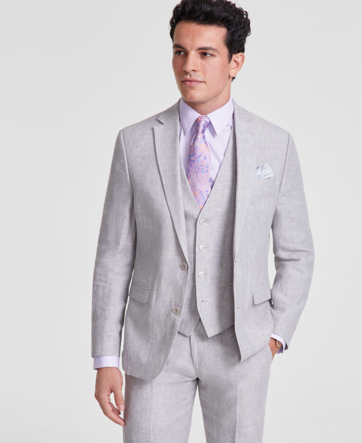 Men's Slim-Fit 100% Linen Suit Jackets, Created for Macy's - Tan Solid