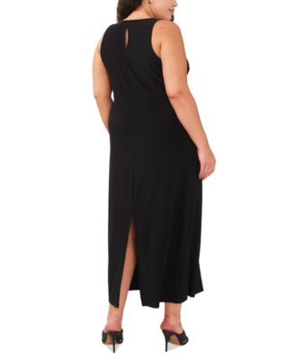 Plus Size Sleeveless Keyhole-Back Crewneck Maxi Dress
