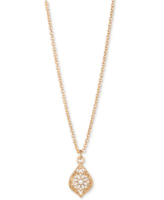 Marchesa - Gold-Tone Filigree Pendant Necklace, 16" + 3" extender