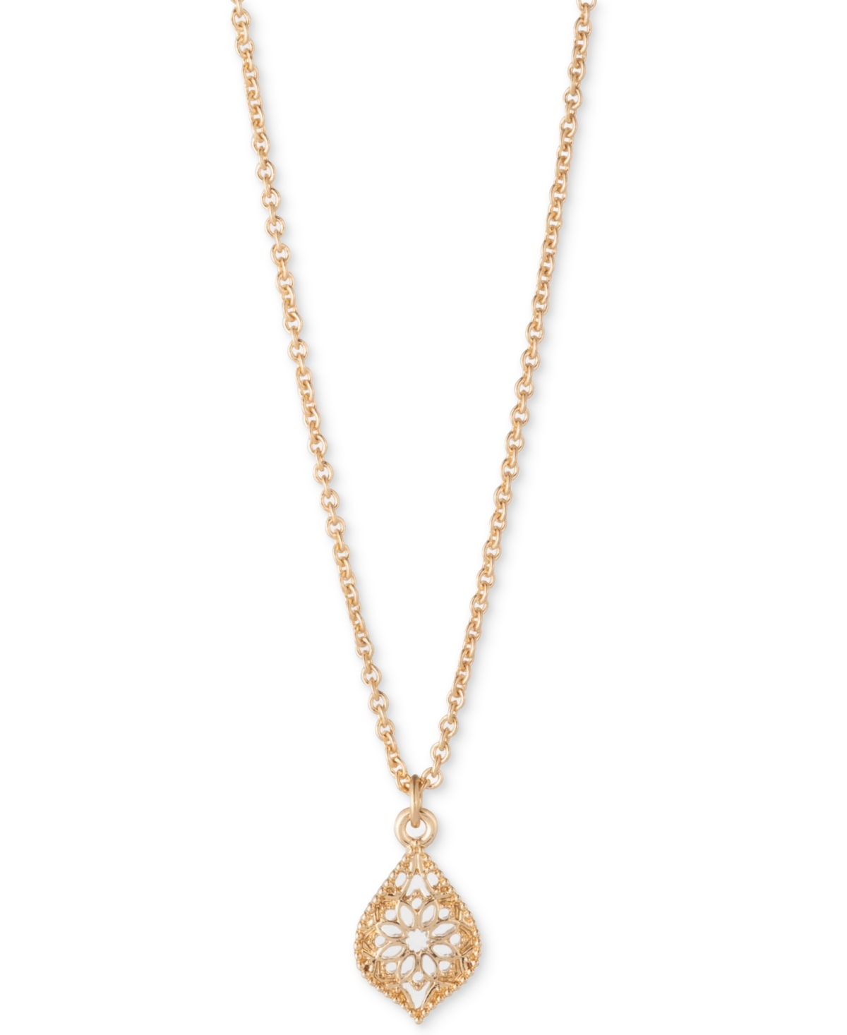 Gold-Tone Filigree Pendant Necklace, 16" + 3" extender - Gold