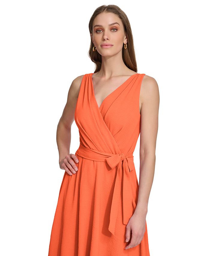 Sleeveless front wrap single layer dress main image 0