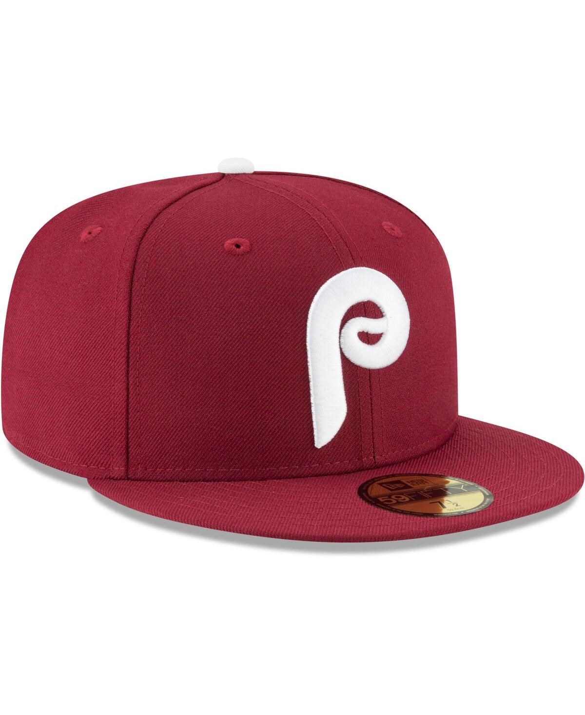 Shop New Era Men's  Maroon Philadelphia Phillies Cooperstown Collection Wool 59fifty Fitted Hat