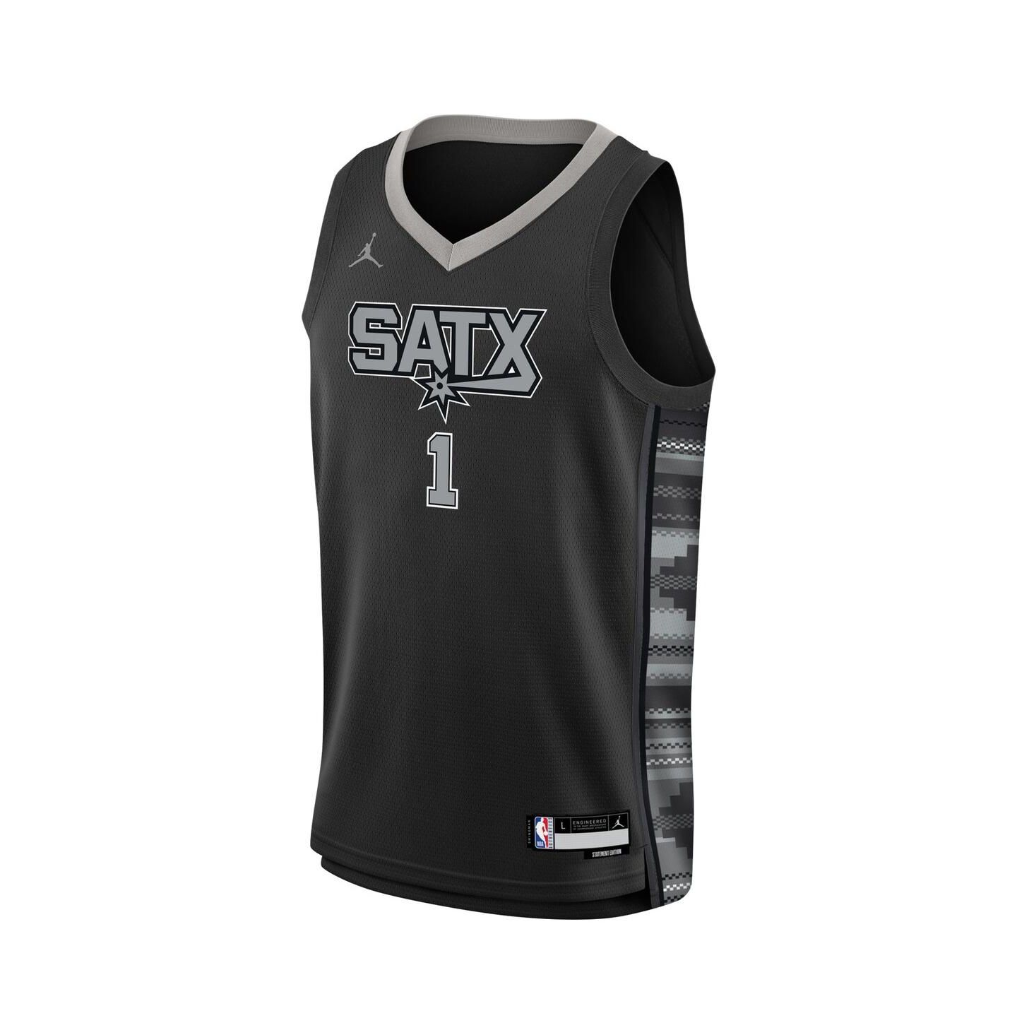 Детская джерси Jordan Victor Wembanyama San Antonio Spurs Swingman Statement, Black — фото 3