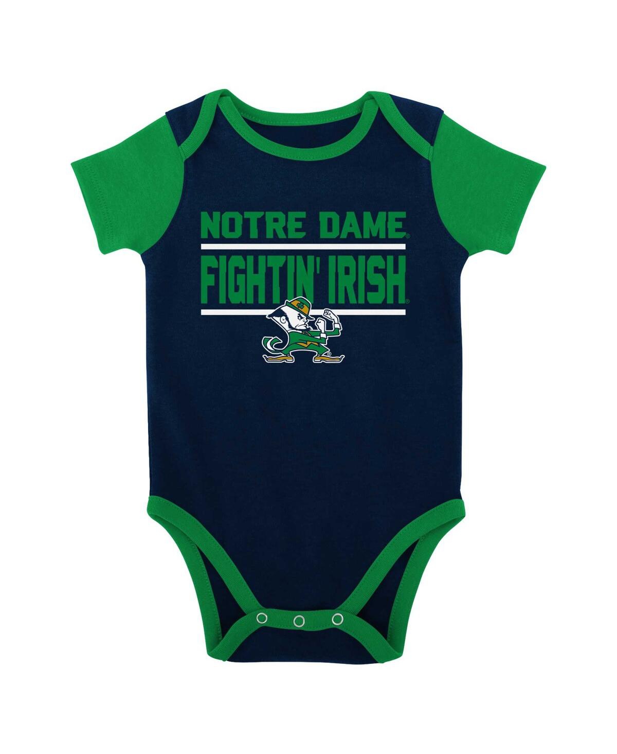 Shop Outerstuff Baby Boys And Girls Navy Notre Dame Fighting Irish Home Field Advantage Three-piece Bodysuit, Bib An