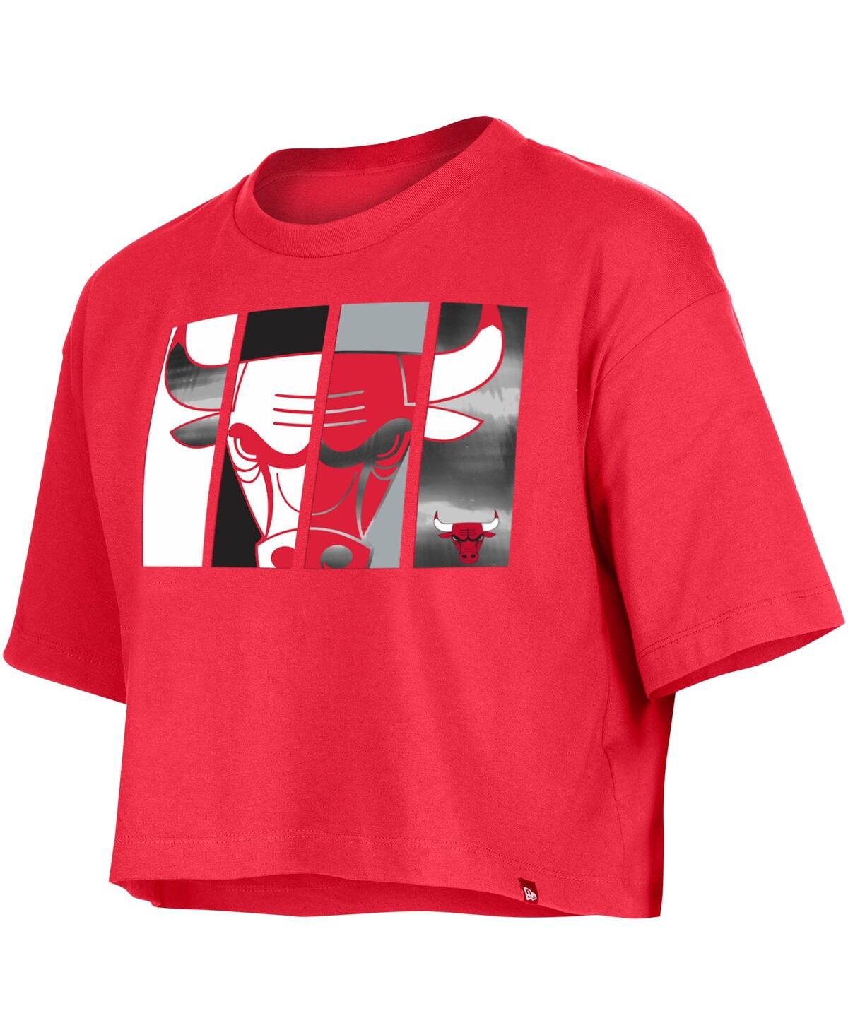 NEW ERA WOMEN'S NEW ERA RED CHICAGO BULLS CROPPED T-SHIRT 