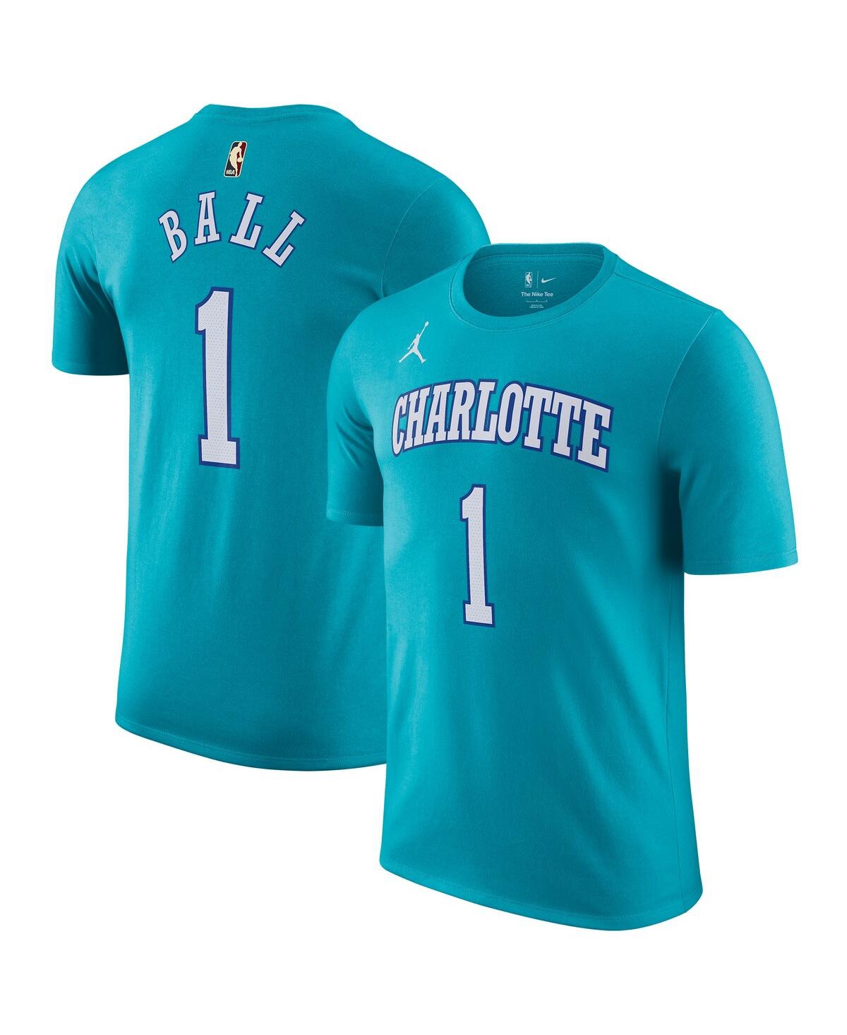 Jordan Men's  Lamelo Ball Teal Charlotte Hornets 2023/24 Classic Edition Name And Number T-shirt