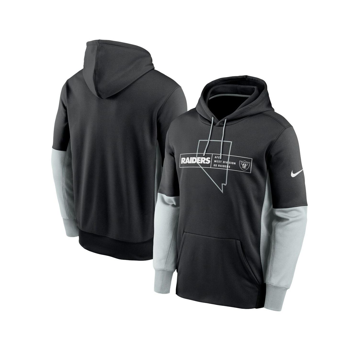 Men's Black Las Vegas Raiders Color Block Fleece Performance Pullover Hoodie