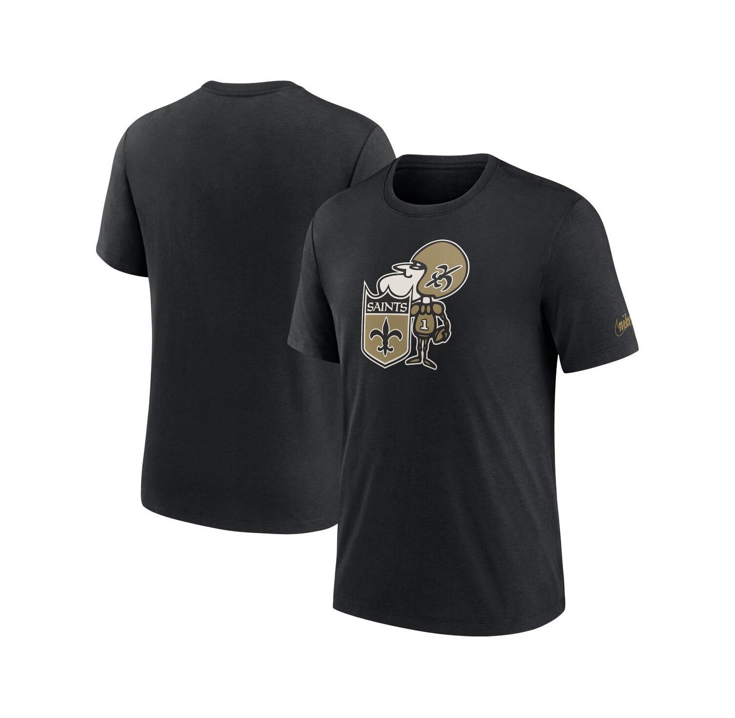 Men's Black New Orleans Saints Rewind Logo Tri-Blend T-shirt