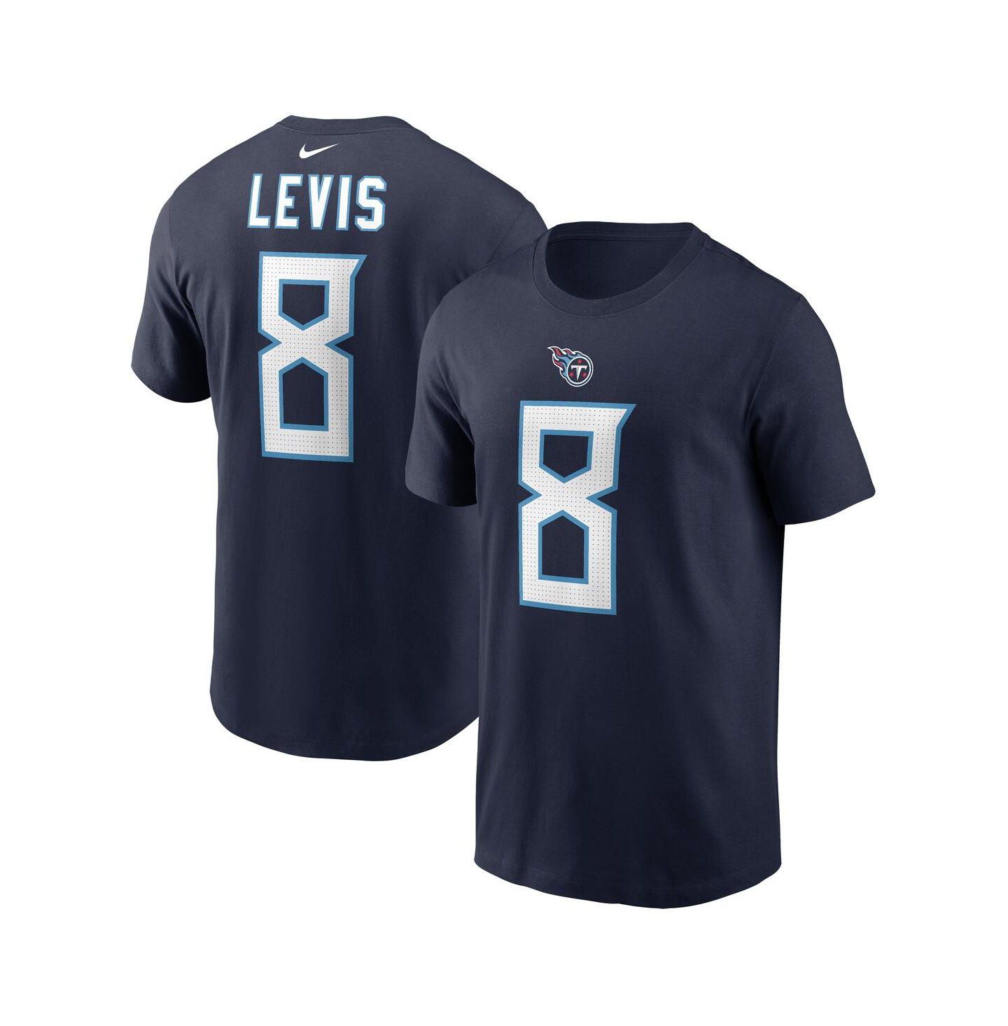 Мужская футболка Nike Will Levis Navy Tennessee Titans 2023 NFL Draft Player Name and Number — фото 1
