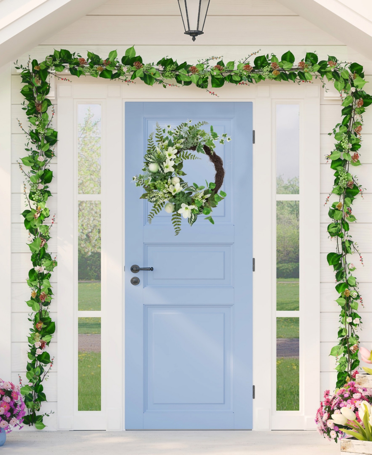 Northlight Hellebores And Ivy Artificial Spring Floral Wreath, 24" In Green