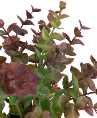 10" Two-Toned Spring Eucalyptus Leaves Artificial Plant in Ceramic Pot