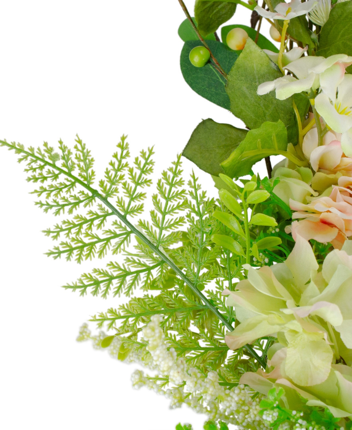 Northlight Hydrangea And Fern Spring Floral Berry Wreath, 28" In Green