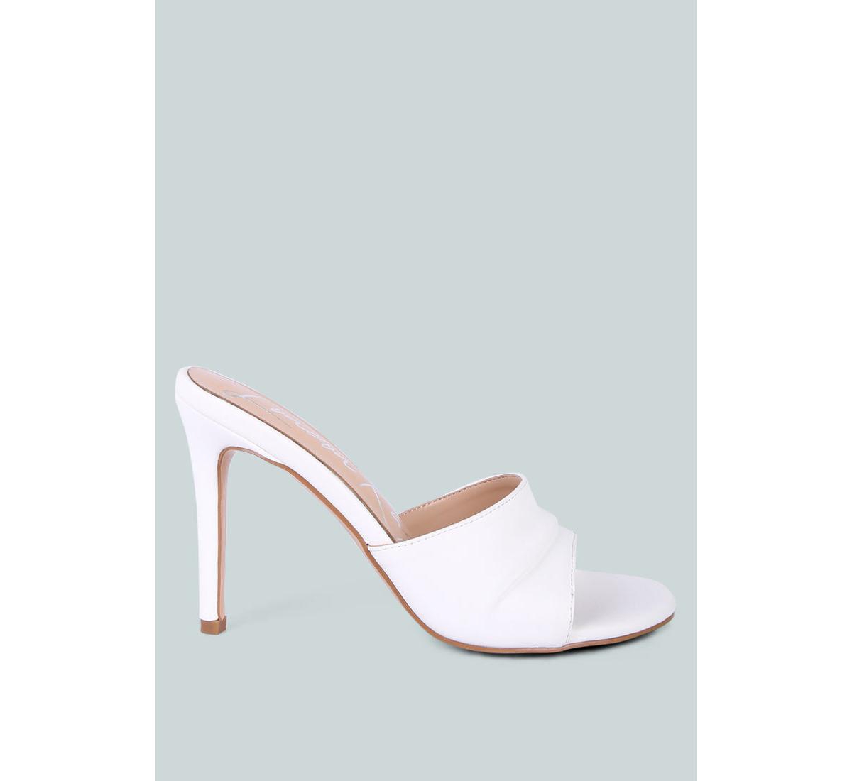 3rd divorce wide strap casual high heels - White
