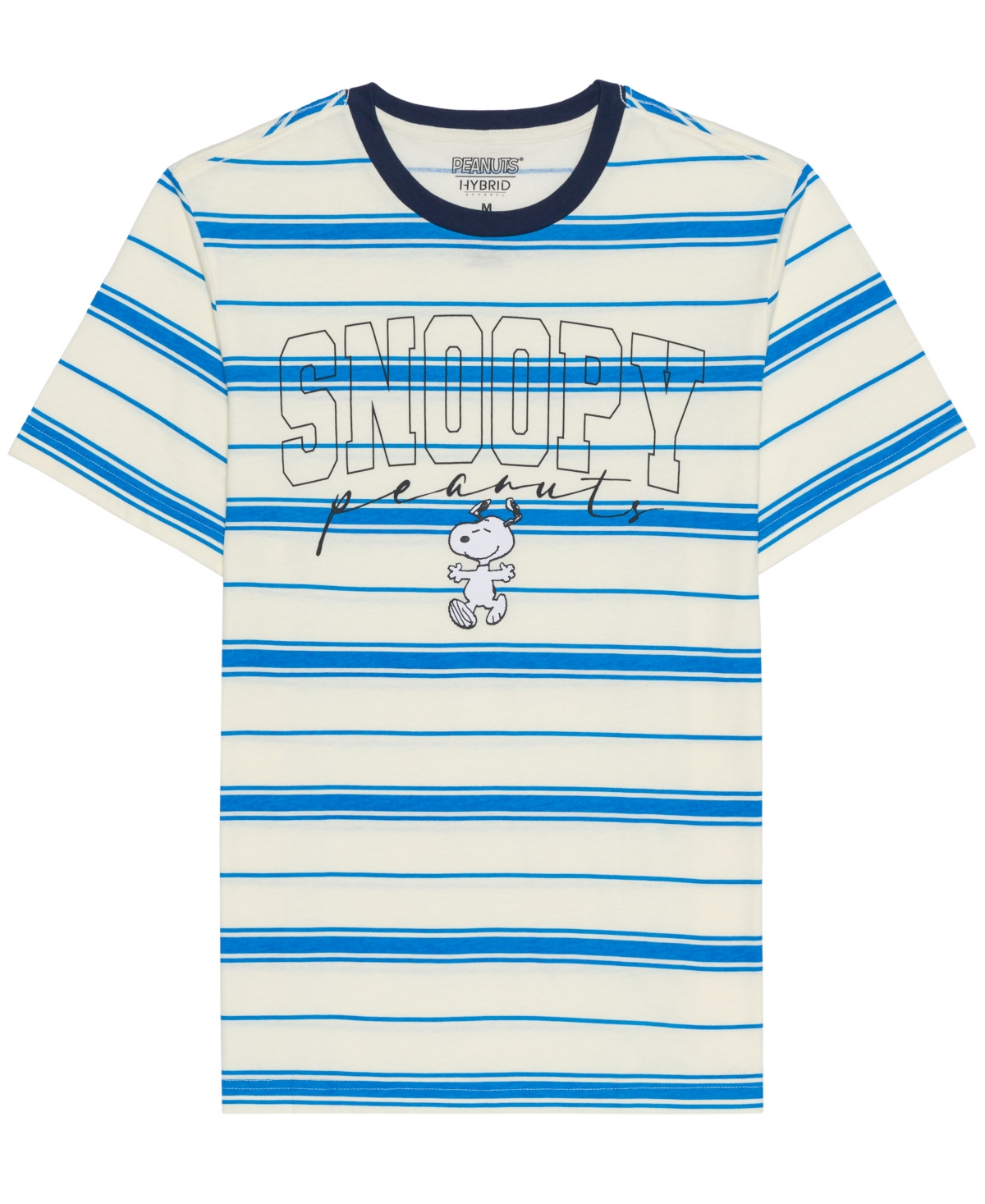 Shop Hybrid Men's Snoopy Short Sleeve Stripe T-shirt In Creme