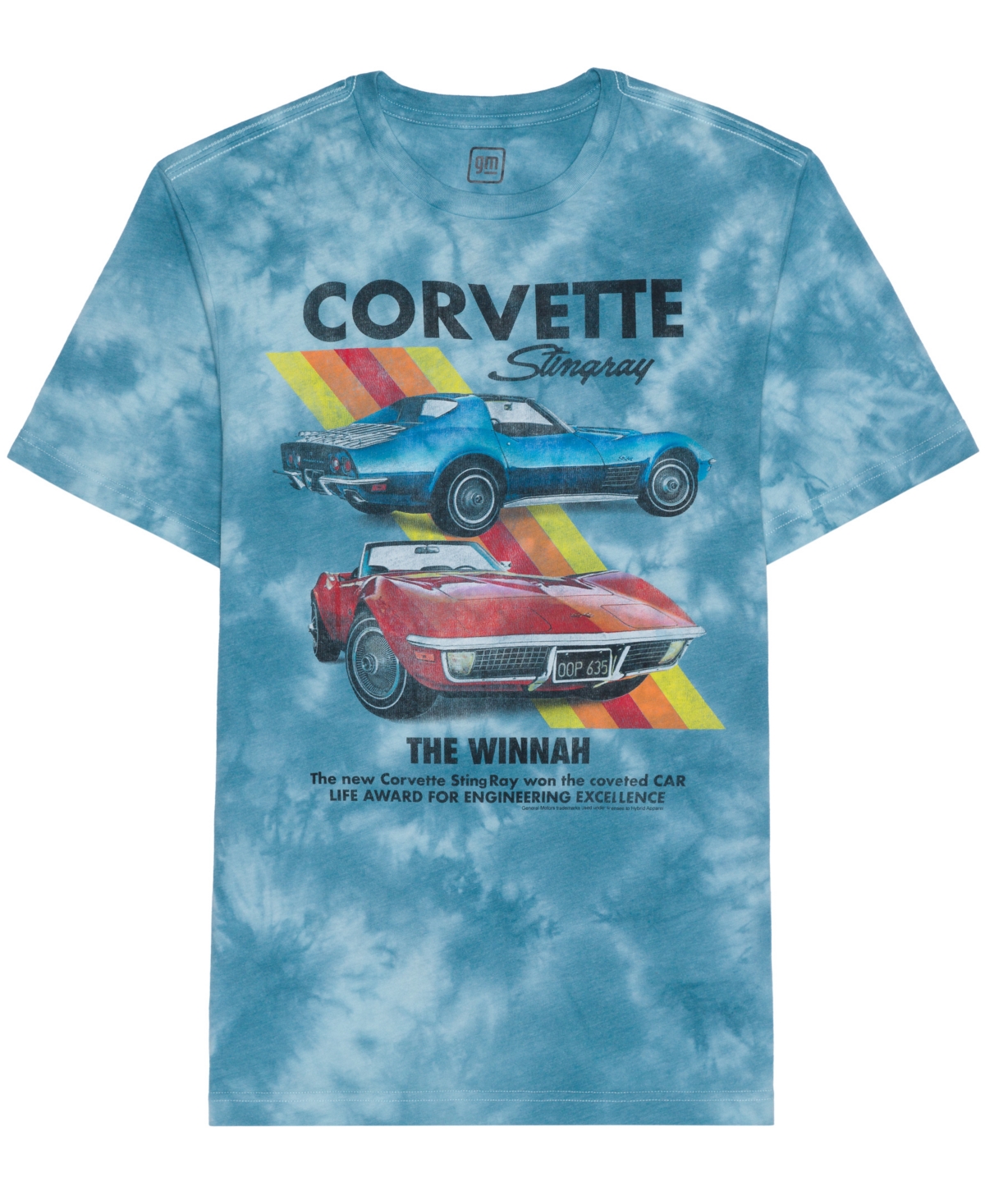 Shop Hybrid Men's Corvette Wash Graphic T-shirt In Blue Cryst
