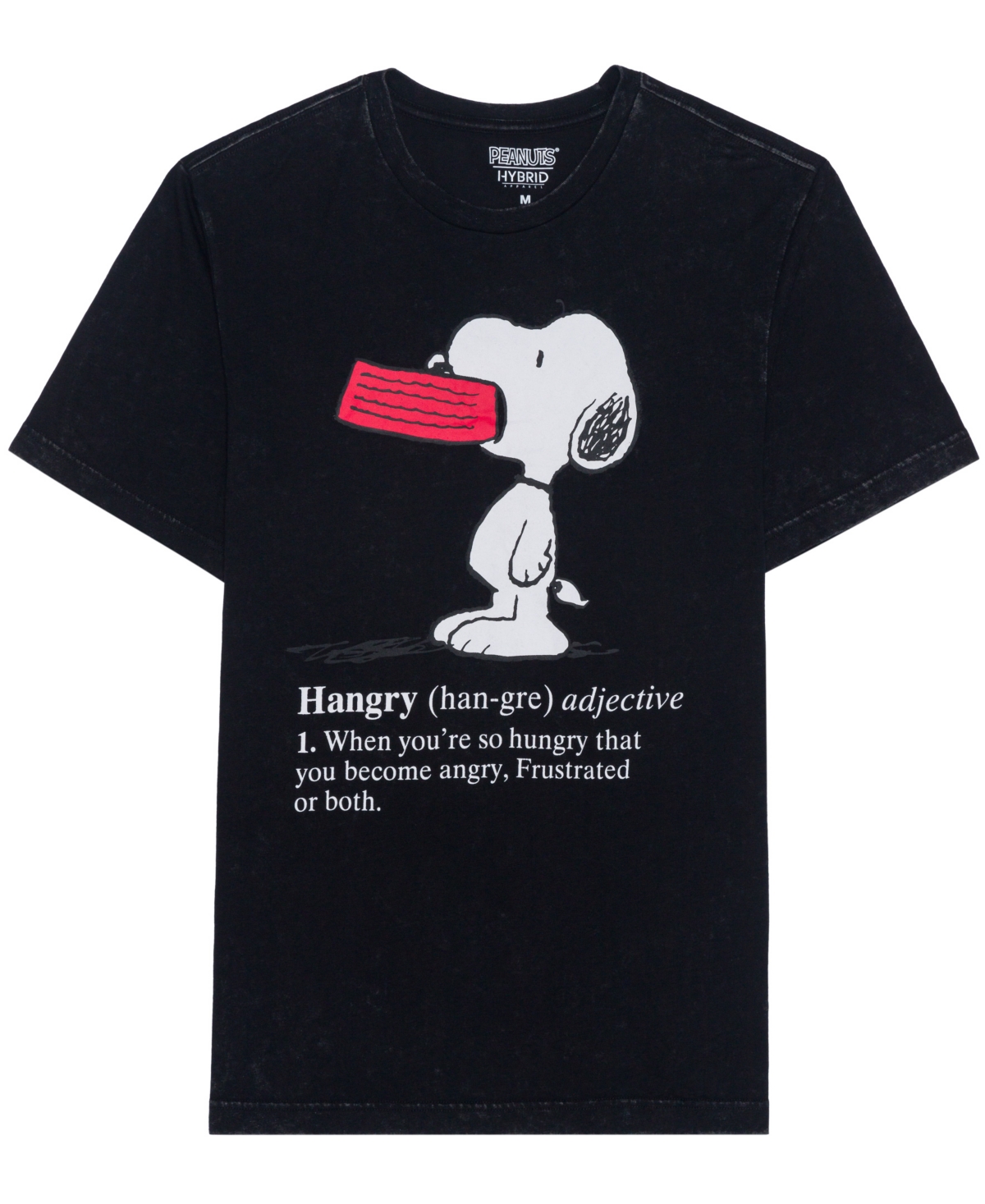 Men's Hangry Snoopy Mineral Wash Short Sleeve T-shirt - Black Mine