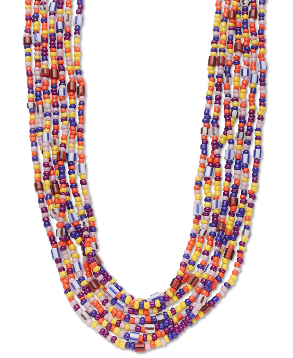 Gold-Tone Multicolor Seed Bead Layered Collar Necklace, 18" + 3" extender, Created for Macy's - Multi