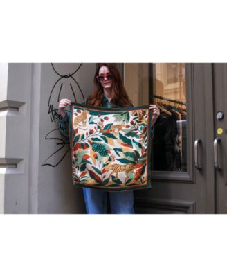 Double Sided Silk Scarf Of Green Wonderland