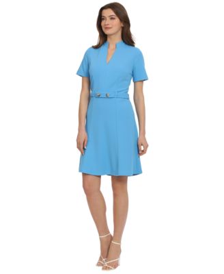 Maggy London - Women's Belted Short-Sleeve Fit & Flare Dress