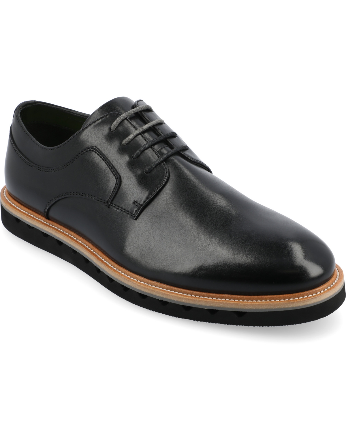 Shop Vance Co. Men's William Tru Comfort Foam Plain Toe Lace-up Derby Shoes In Black