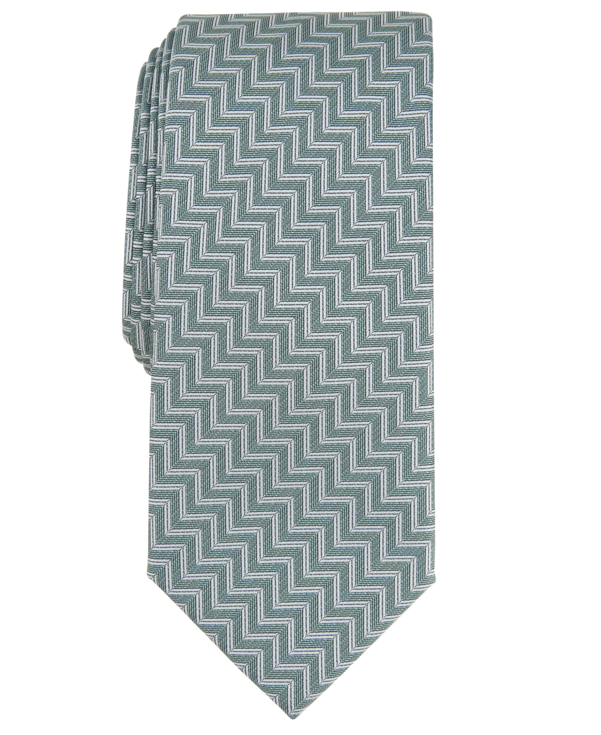 Shop Alfani Men's Donovan Zig-zag Tie, Created For Macy's In Green
