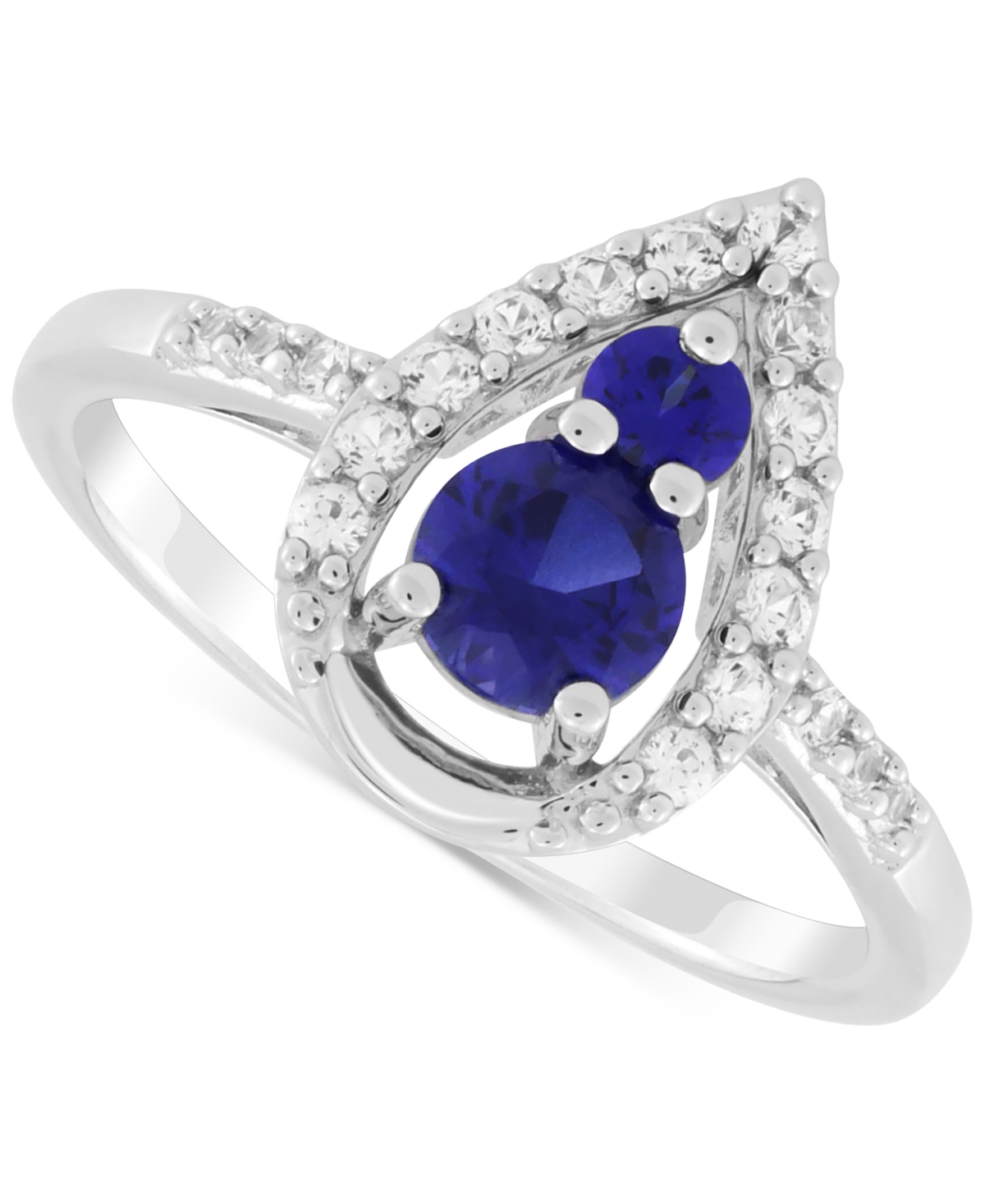 Macy's Lab-grown Blue Sapphire (3/4 Ct. T.w.) & Lab-grown White Sapphire (1/3 Ct. T.w.) Ring In Sterling Si