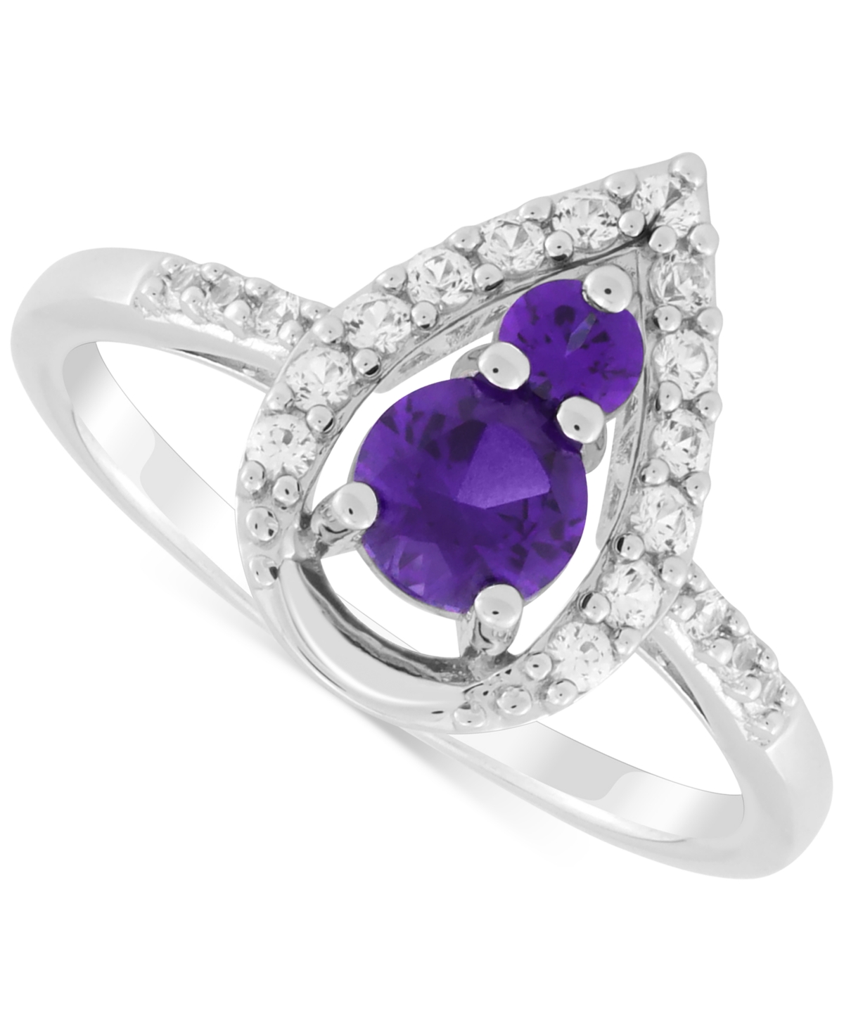 Macy's Lab-grown Blue Sapphire (3/4 Ct. T.w.) & Lab-grown White Sapphire (1/3 Ct. T.w.) Ring In Sterling Si In Amethyst