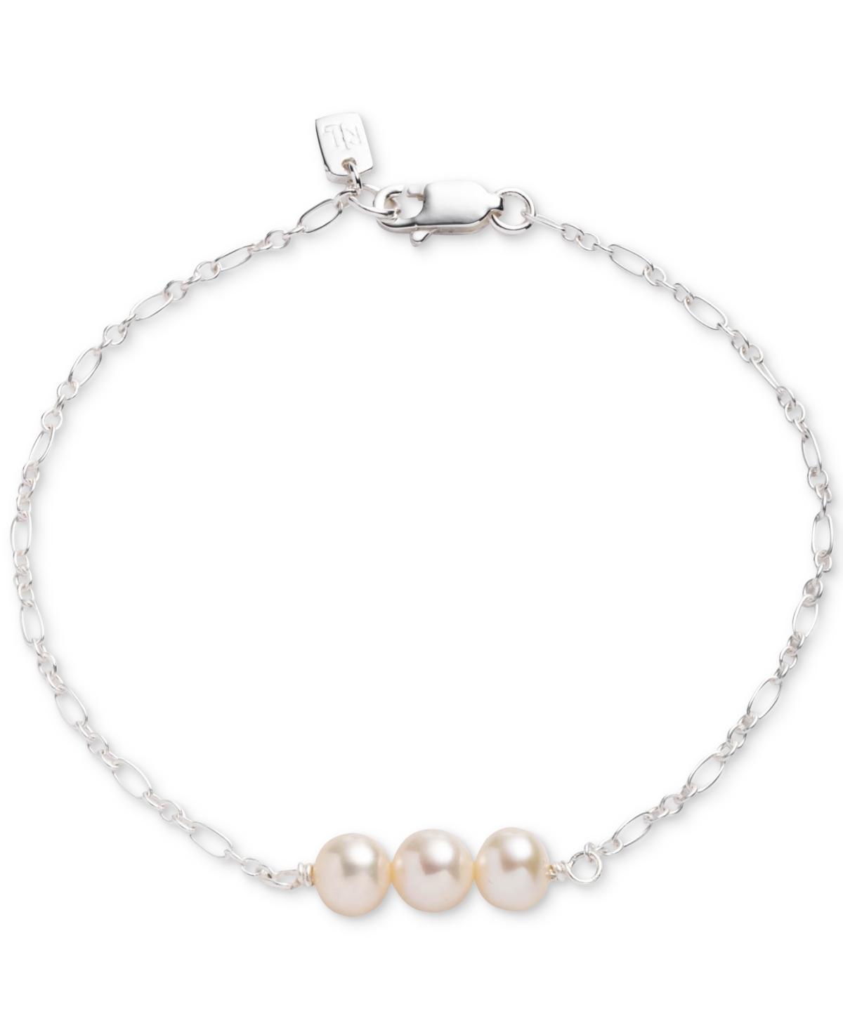Lauren Ralph Lauren Sterling Silver Genuine Freshwater Pearl Link Bracelet - White