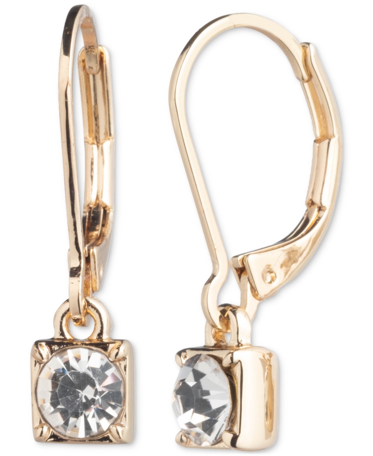 Gold-Tone Crystal Drop Earrings - Crystal Wh