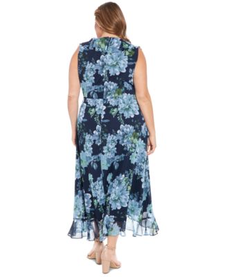 Plus Size Ruffled Chiffon Maxi Dress