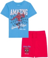 Hybrid Toddler and Little Boys Spiderman Short Sleeve T-shirt and Shorts, 2 Pc Set - Red