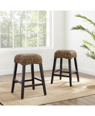 Edgewater 2-Piece Seagrass Backless Counter Height Bar Stool Set