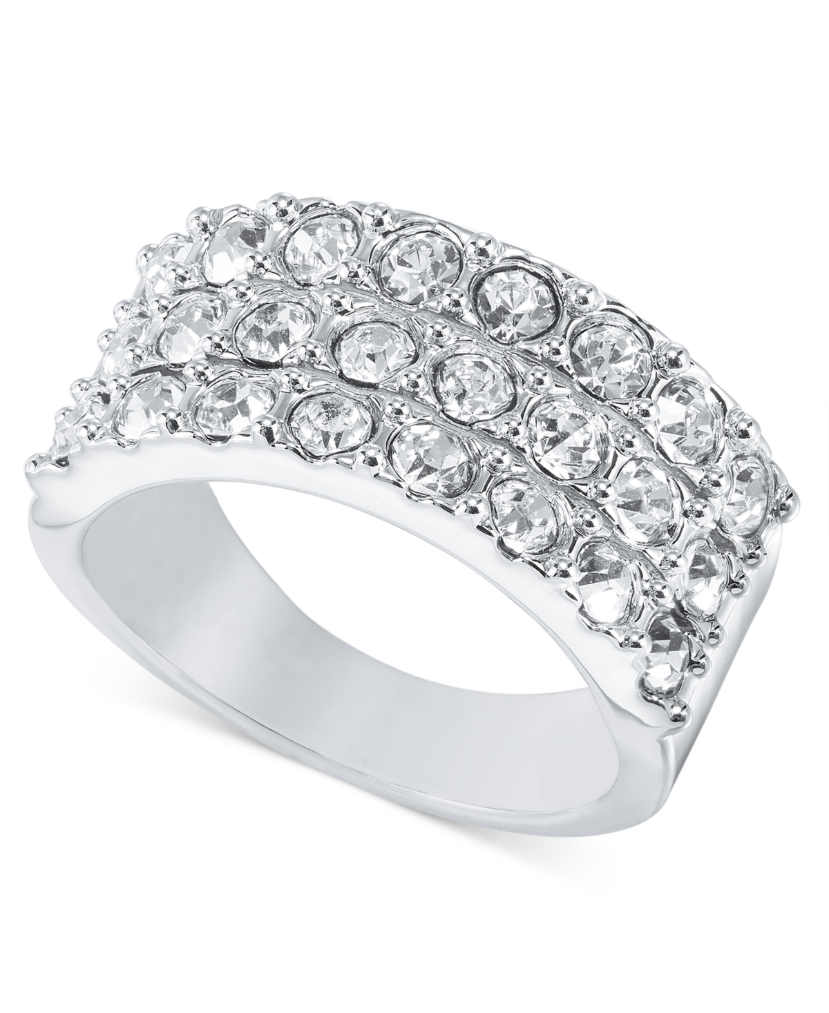 Shop Inc International Concepts Pave Triple-row Ring, Created For Macy's In Silver