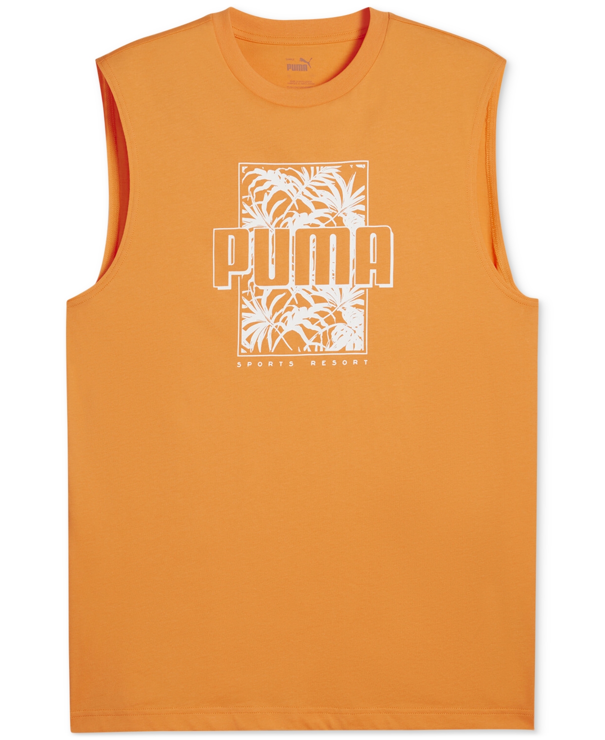 Shop Puma Men's Ess+ Palm Resort Logo Graphic Sleeveless T-shirt In Clementine