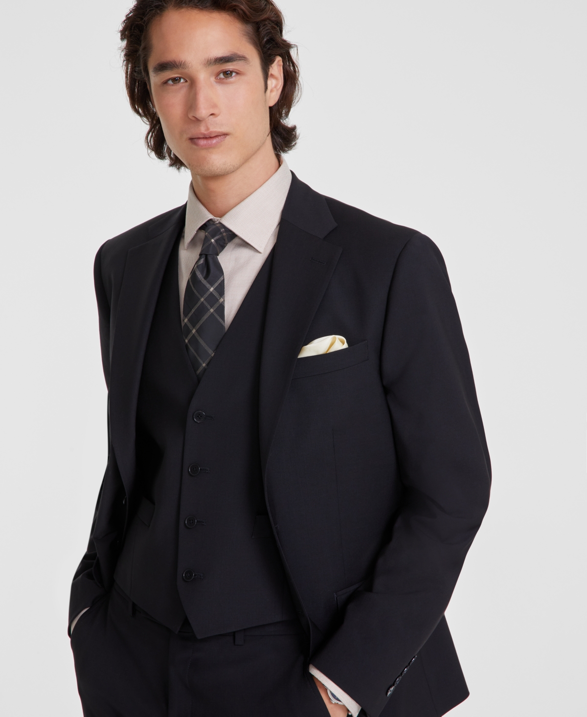 Shop Calvin Klein Men's Slim-fit Wool-blend Stretch Suit Jackets In Black