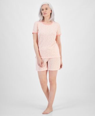 Anjue Women's Short Sleeve Pajama Set - 95% Bamboo Viscose, Button Front, Drawstring Shorts, Light Grey S