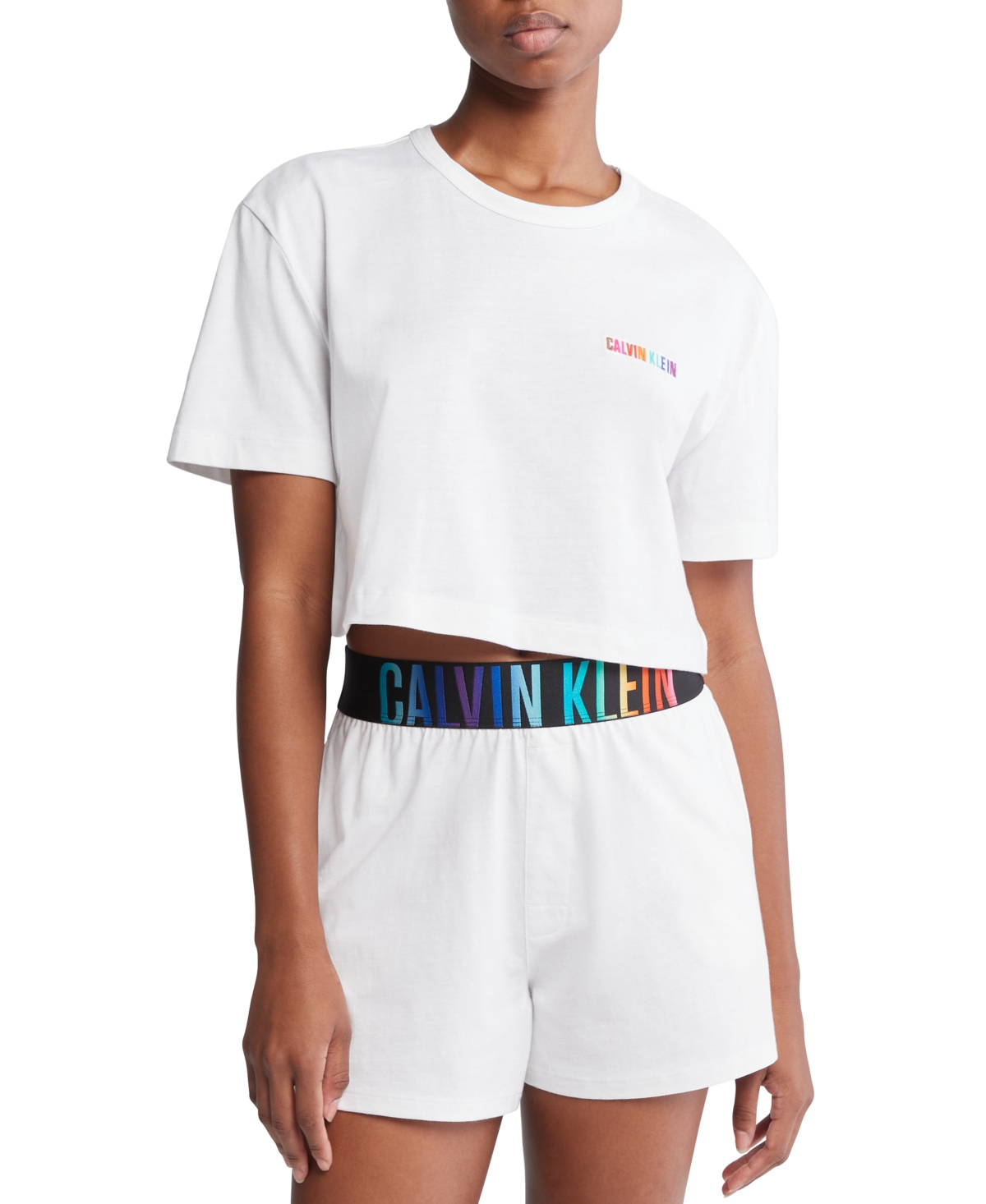 Shop Calvin Klein Intense Power Pride Lounge Short Sleeve Crewneck Qs7193 In White